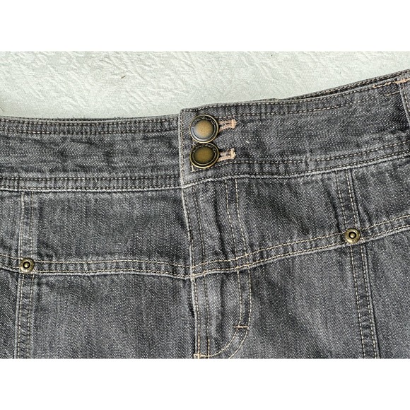 Vintage Y2K Black Denim Fluted Skirt Fringe ShabbyChic Retro StreetStyle Modest - Picture 6 of 10